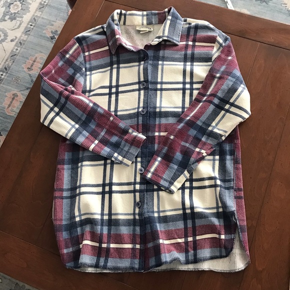 best united garment Tops - Plaid Button-Up Shirt‎ - Red, Blue, White